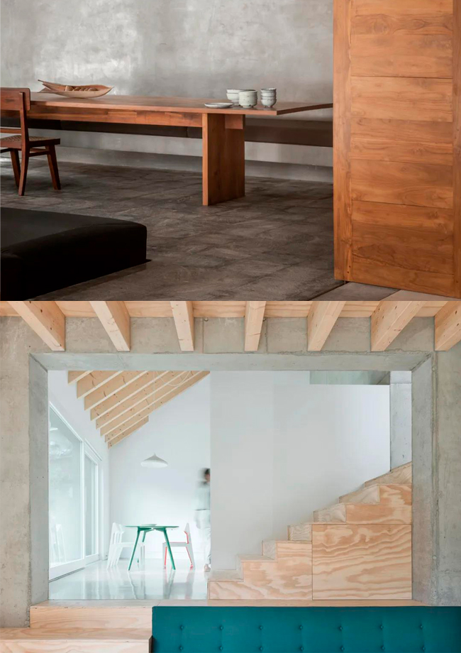 裸露原始的混凝土和木材